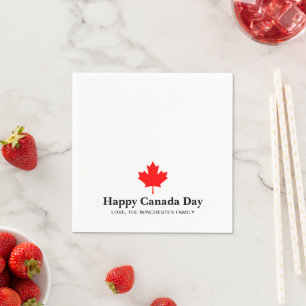 Serviette En Papier Joyeux texte personnalisé de la fête du Canada ave