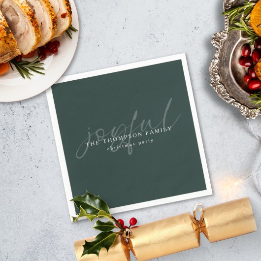 Serviette En Papier Joyeux texte superposition Nom Noël vert