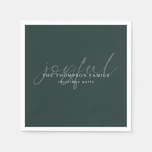 Serviette En Papier Joyeux texte superposition Nom Noël vert (Devant)