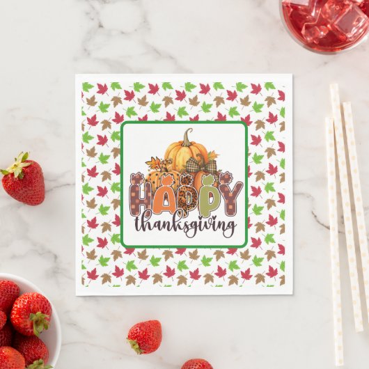 Serviette En Papier Joyeux Thanksgiving  (En situation)