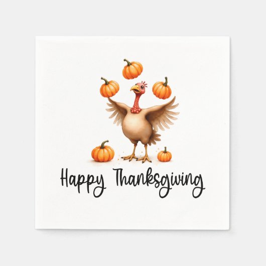 Serviette En Papier Joyeux Thanksgiving avec dinde (Devant)