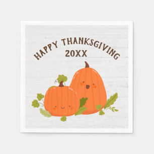 Serviette En Papier Joyeux Thanksgiving Citrouilles Sur Bois