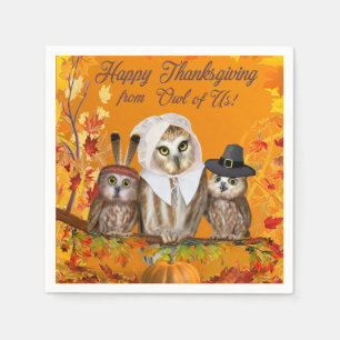 Serviette En Papier Joyeux Thanksgiving de la part de notre hibou !