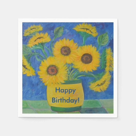 Serviette En Papier Joyeux tournesol d'anniversaire (Devant)