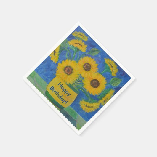 Serviette En Papier Joyeux tournesol d'anniversaire (Coin)
