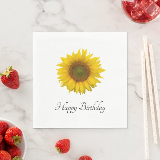 Serviette En Papier Joyeux tournesol d'anniversaire (En situation)