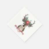 Serviette En Papier Joyeux tout aquarelle Deer Antler Bouquet (Coin)