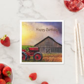 Serviette En Papier Joyeux tracteur d'anniversaire et grange (En situation)