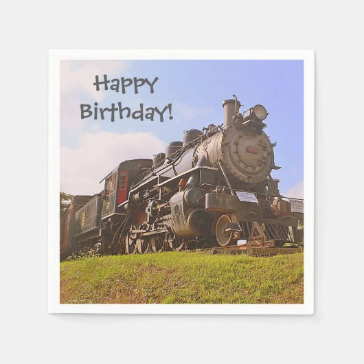 Serviette En Papier Joyeux Train à vapeur d'anniversaire (Devant)