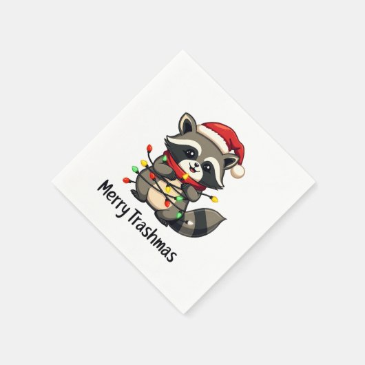 Serviette En Papier Joyeux Trashmas Funny Raccoon Noël (Coin)