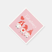 Serviette En Papier Joyeux Valentin Gnomes Rouge Rose (Coin)