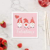 Serviette En Papier Joyeux Valentin Gnomes Rouge Rose (En situation)