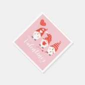 Serviette En Papier Joyeux Valentin Gnomes Rouge Rose (Coin)