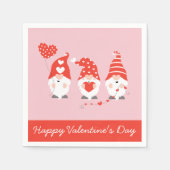 Serviette En Papier Joyeux Valentin Gnomes Rouge Rose (Devant)