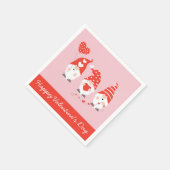 Serviette En Papier Joyeux Valentin Gnomes Rouge Rose (Coin)