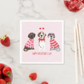 Serviette En Papier Joyeux Valentines Day Chiens de Danse (En situation)