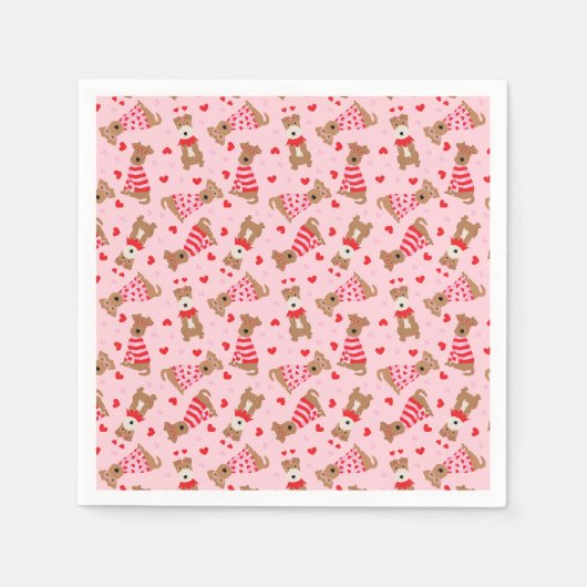 Serviette En Papier Joyeux Valentines Day Welsh Wire Fox Terrier Chien (Devant)