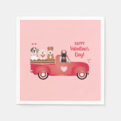 Serviette En Papier Joyeux Valentines Jour Pickup Camion Aimer Chiens (Devant)