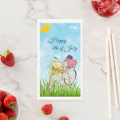 Serviette En Papier Joyeux vélo 4 juillet avec drapeau (En situation)