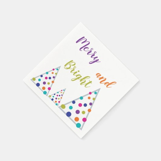 Serviette En Papier Joyeux violet et sapin de Noël brillant (Coin)