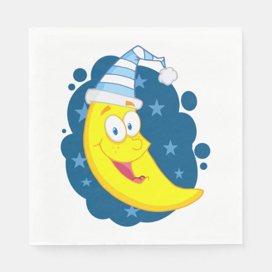 Serviette En Papier Joyeux visage lune (Devant)
