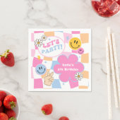 Serviette En Papier Joyeux visage sourire Super À damiers anniversaire (En situation)