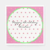 Serviette En Papier Joyeux voeux d'anniversaire Pois verts rose (Devant)