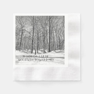 Serviette En Papier Joyeux voeux de Noël - Snowy Woods - B&W
