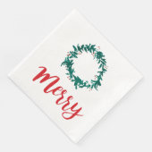 Serviette En Papier Joyeux Wreath Berry Red Script Noël (Coin)