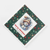 Serviette En Papier Joyful cartoon snowman with snowflakes kids napkin (Coin)