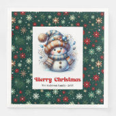Serviette En Papier Joyful cartoon snowman with snowflakes kids napkin (Devant)