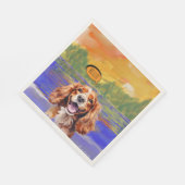 Serviette En Papier Joyful Cavalier King Charles Spaniel in Watercolo (Coin)