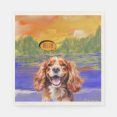 Serviette En Papier Joyful Cavalier King Charles Spaniel in Watercolo (Devant)