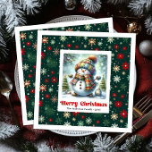 Serviette En Papier Joyful Christmas Snowman Napkins Editable Custom 