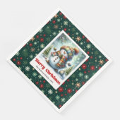 Serviette En Papier Joyful Christmas Snowman Napkins Editable Custom  (Coin)