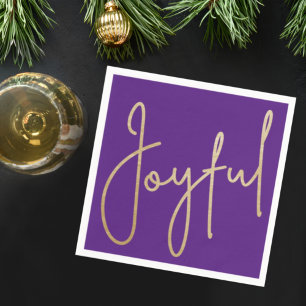 Serviette En Papier JOYFUL Gold Faux Fhuile sur violet