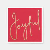 Serviette En Papier JOYFUL Gold Faux Foil rouge (Devant)