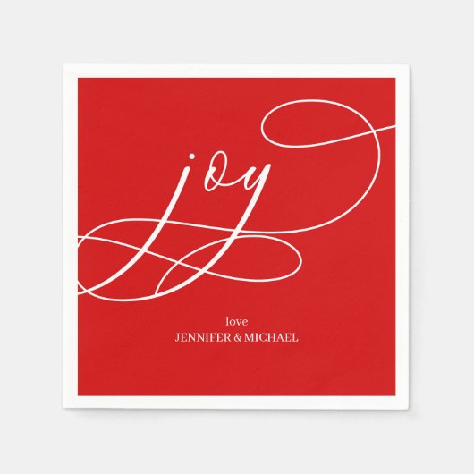 Serviette En Papier JOYFUL on Red Christmas (Devant)