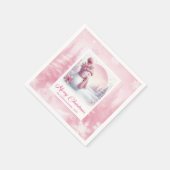 Serviette En Papier Joyful Pink Snowman Winter Forest Christmas Napkin (Coin)