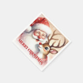 Serviette En Papier Joyful Santa and Rudolph Christmas Napkins Dinner  (Coin)