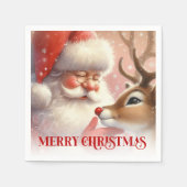 Serviette En Papier Joyful Santa Rudolph Festive Table Napkins (Devant)
