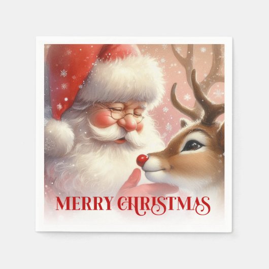 Serviette En Papier Joyful Santa Rudolph Festive Table Napkins (Devant)