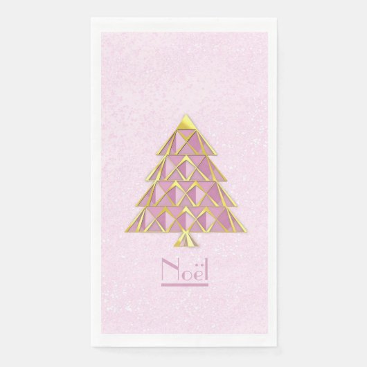Serviette En Papier Joyoux Noel rose (Devant)