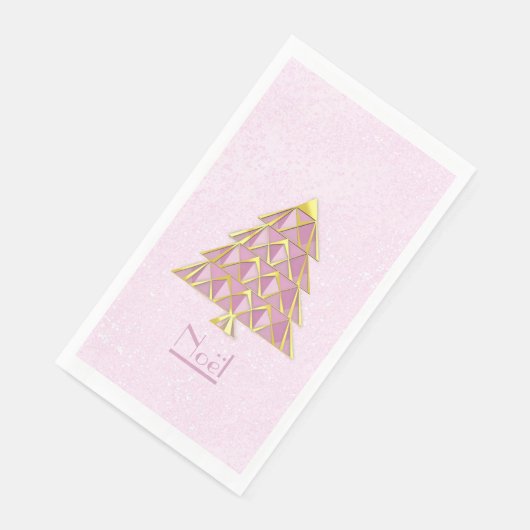 Serviette En Papier Joyoux Noel rose (Coin)