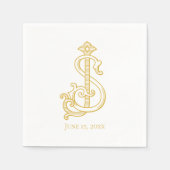 Serviette En Papier JS Monogram SJ Monogram Mariage Napkins (Devant)