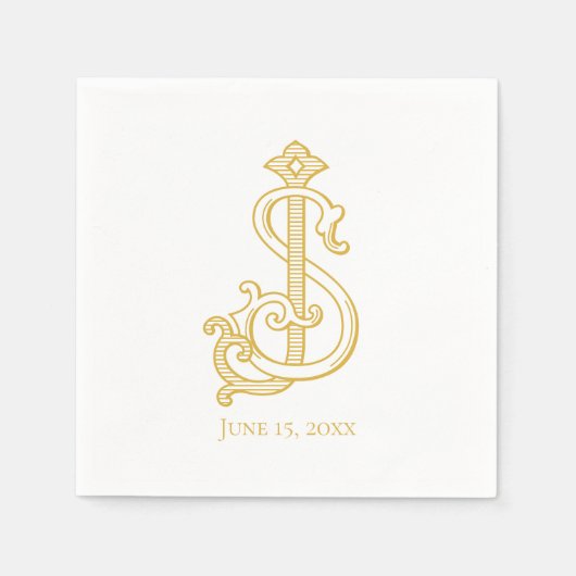 Serviette En Papier JS Monogram SJ Monogram Mariage Napkins (Devant)