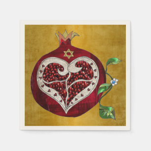 Serviette En Papier Judaica Pomegranate Heart Hanoukka Rosh Hashanah