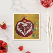 Serviette En Papier Judaica Pomegranate Heart Hanoukka Rosh Hashanah (En situation)