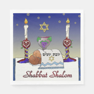 Serviette En Papier Judaica Shabbat Shalom Art Imprimer Papier