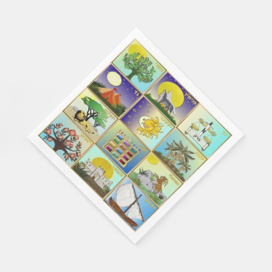 Serviette En Papier Judaïque 12 Tribus d'Israël Papier d'art serviette (Coin)